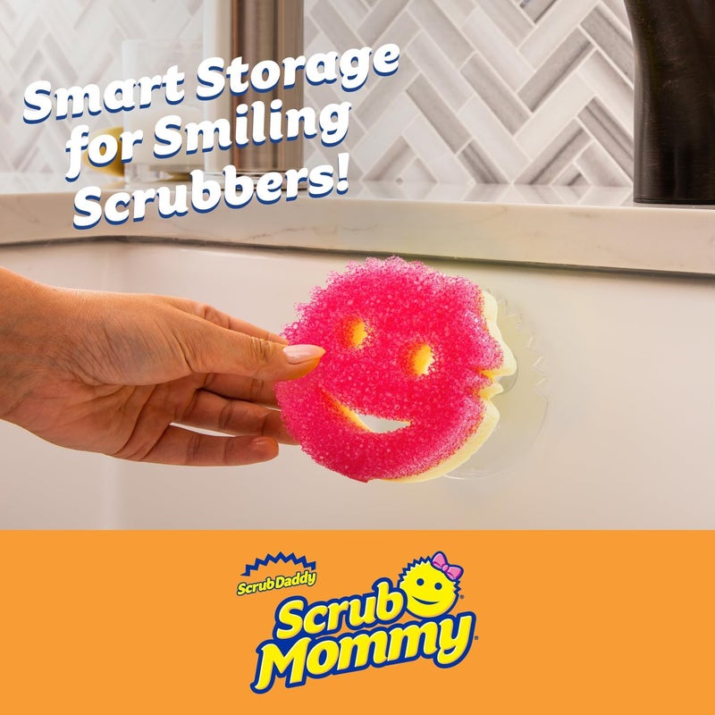 Scrub Daddy 6 إسفنجات سكرب مومي و 1 حامل إسفنجات دادي كادي - خالية من الخدوش للأطباق والتنظيف المتعدد الاستخدامات - خالية من BPA ومصنوعة من رغوة البوليمر - مقاومة للبقع والروائح - Image 2
